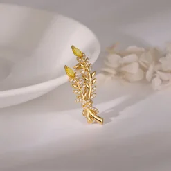 Golden Leafy Moment Brooch For Him