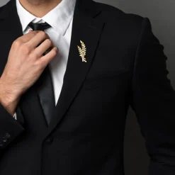 Golden Leafy Moment Brooch For Him