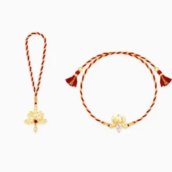 Golden Lotus Bhaiya Bhabhi Rakhi Combo (set of 2)