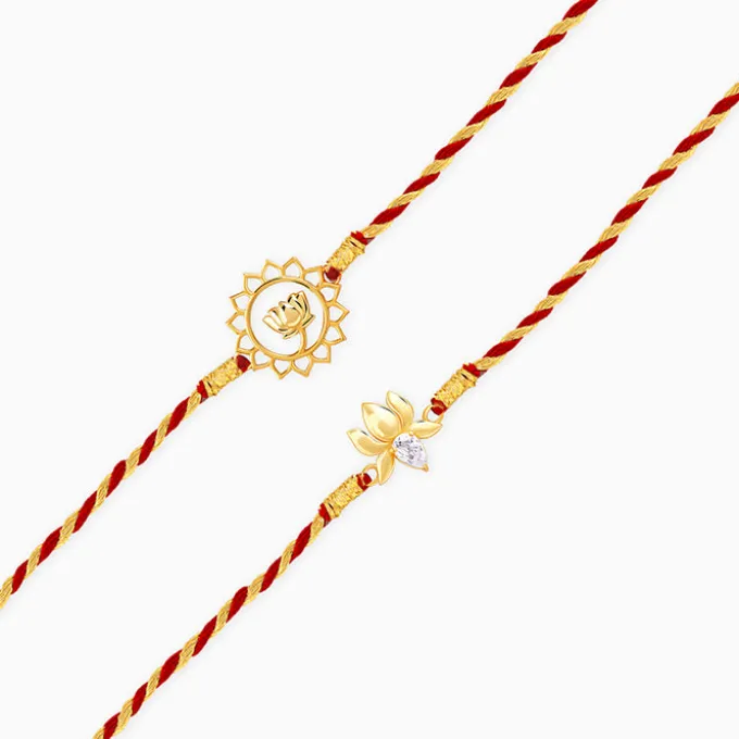Golden Lotus Love Rakhi Combo (Set of 2)