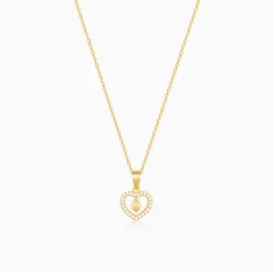 Golden Love Droplet Pendant With Link Chain