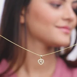 Golden Love Droplet Pendant With Link Chain