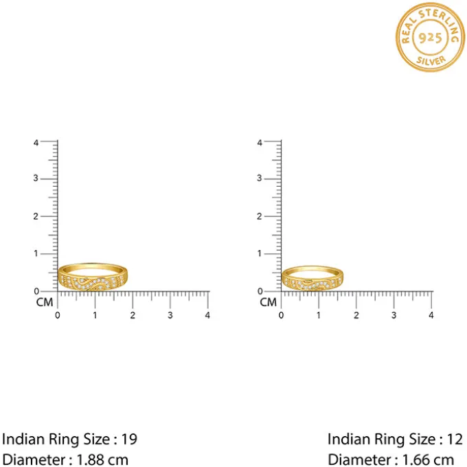 Golden Love in Wave Couple Rings
