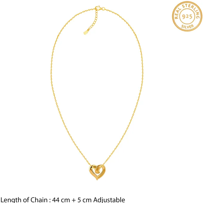 Golden Love Pendant With Link Chain