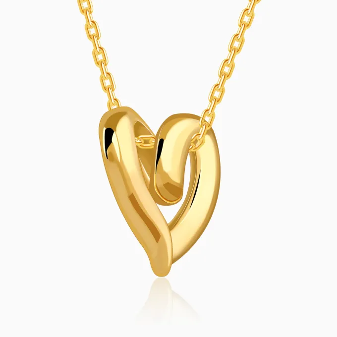 Golden Love Pendant With Link Chain
