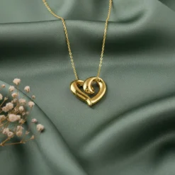 Golden Love Pendant With Link Chain