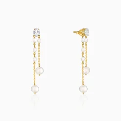Golden Lovely Pearl Dangler Earrings