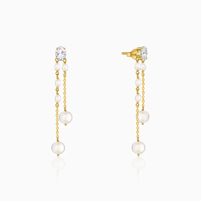 Golden Lovely Pearl Dangler Earrings