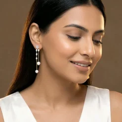 Golden Lovely Pearl Dangler Earrings