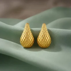 Golden Memorial Teardrop Earrings