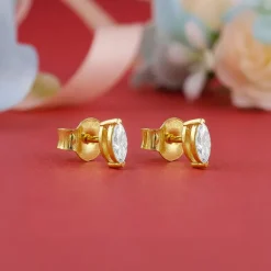 Golden Mini Marquise Stud Earrings