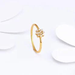 Golden Minimal Floral Ring