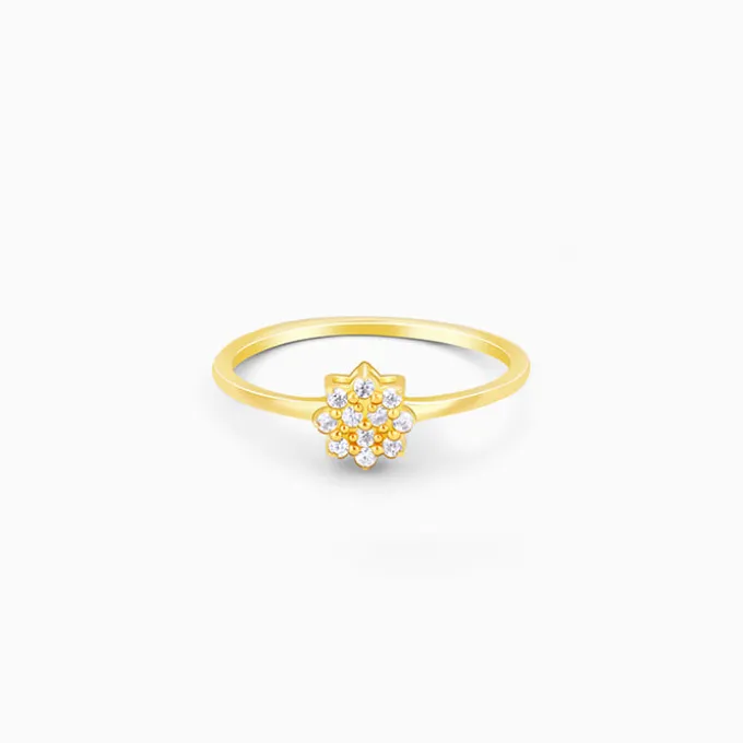 Golden Minimal Floral Ring