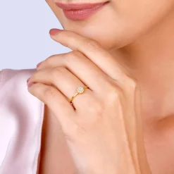 Golden Minimal Floral Ring