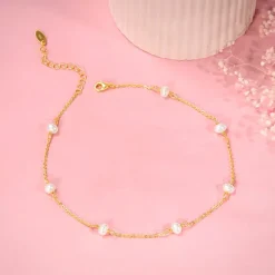 Golden Minimal Pearl Anklet