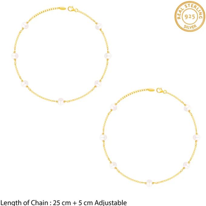Golden Minimal Pearl Anklet