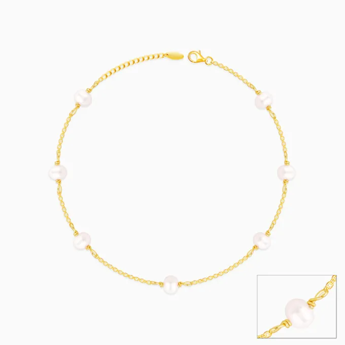 Golden Minimal Pearl Anklet