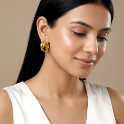Golden Mod Dolphin Hoop Earrings
