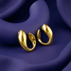 Golden Mod Dolphin Hoop Earrings