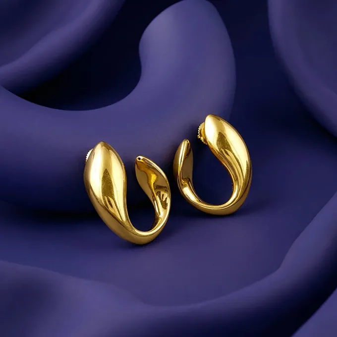 Golden Mod Dolphin Hoop Earrings