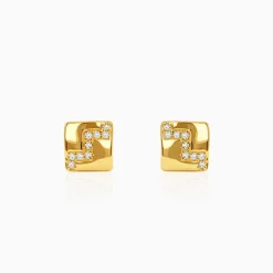 Golden Modern Mosaic Stud For Him