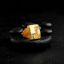 Golden Modern Mosaic Stud For Him