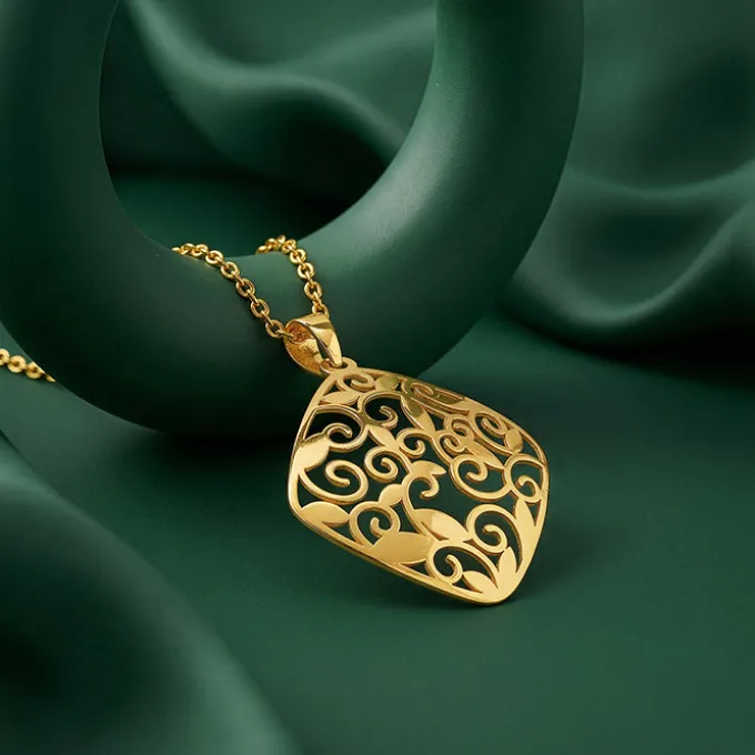 Golden Modern Relic Pendant With Link Chain