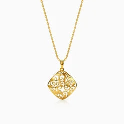 Golden Modern Relic Pendant With Link Chain