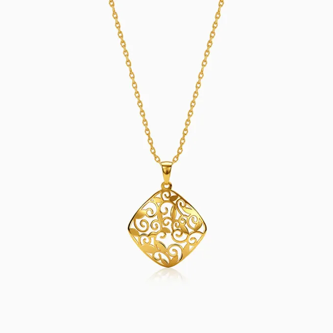 Golden Modern Relic Pendant With Link Chain