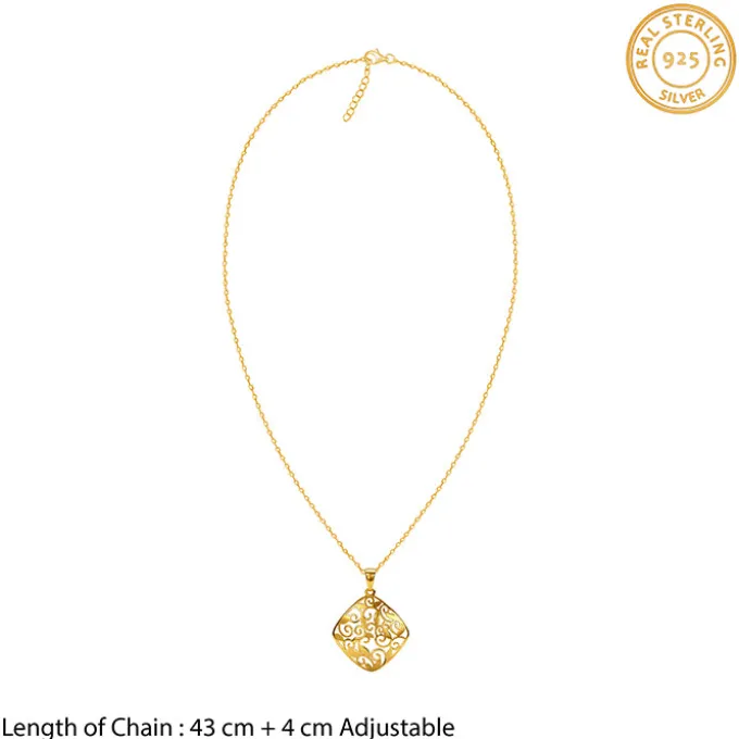 Golden Modern Relic Pendant With Link Chain