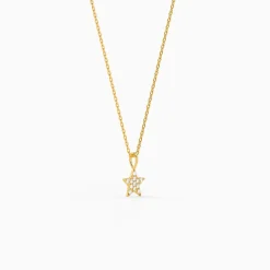 Golden Moonlight Star Pendant with Link Chain