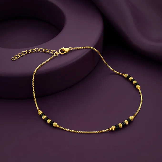 Golden Moonlit Beaded Anklet