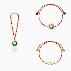 Golden Morbandhan Bhaiya Bhabhi Rakhi Combo (Set of 3)