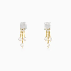 Golden Myrna Pearl Earrings