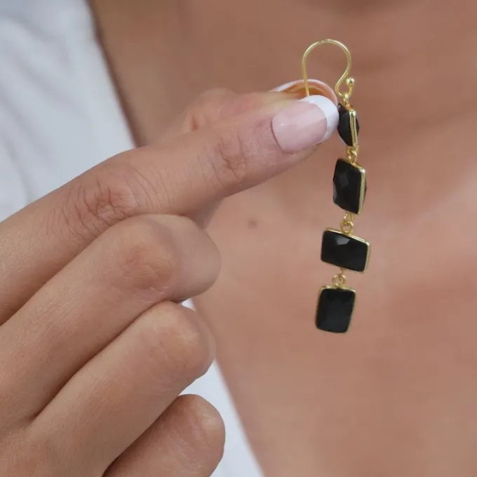 Golden Naga Noir Dangler Earrings