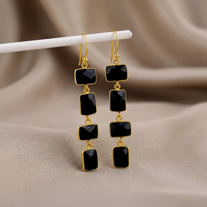 Golden Naga Noir Dangler Earrings