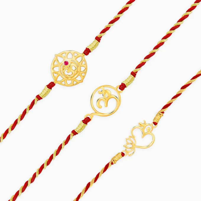 Golden Omkara Rakhi Combo (Set of 3)