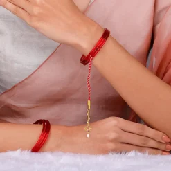 Golden Padma Pearl Lumba Rakhi