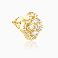 Golden Pansy Flower Earrings