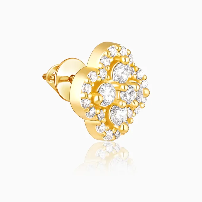 Golden Pansy Flower Earrings
