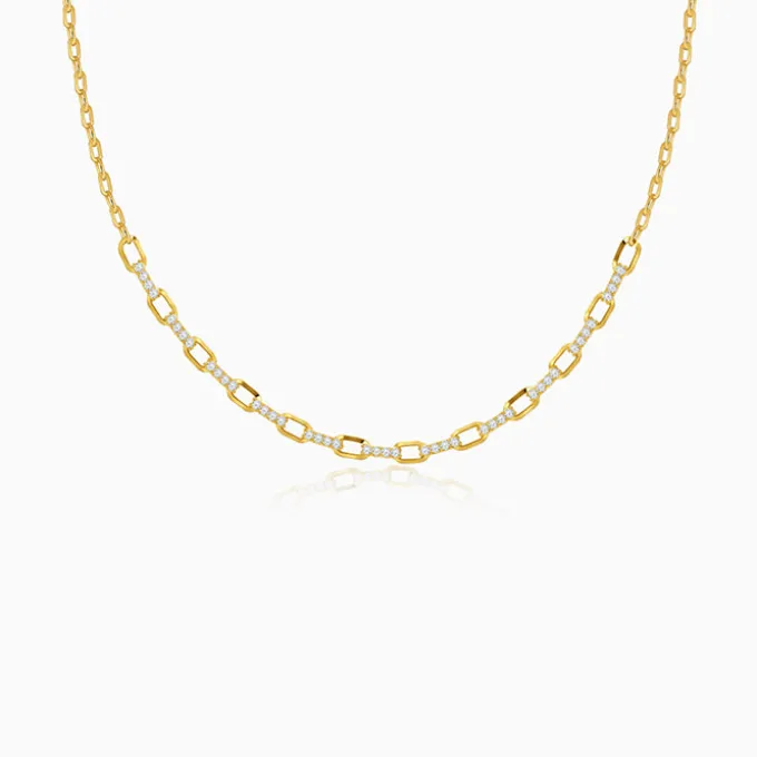 Golden Paperclip Link Chain Necklace