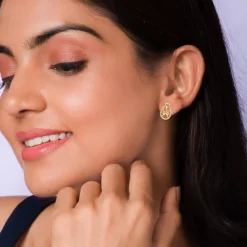 Golden Peach Tear Drop Earrings