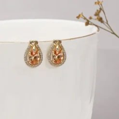 Golden Peach Tear Drop Earrings