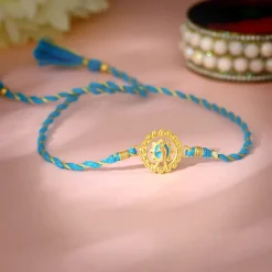 Golden Peacock Blossom Rakhi