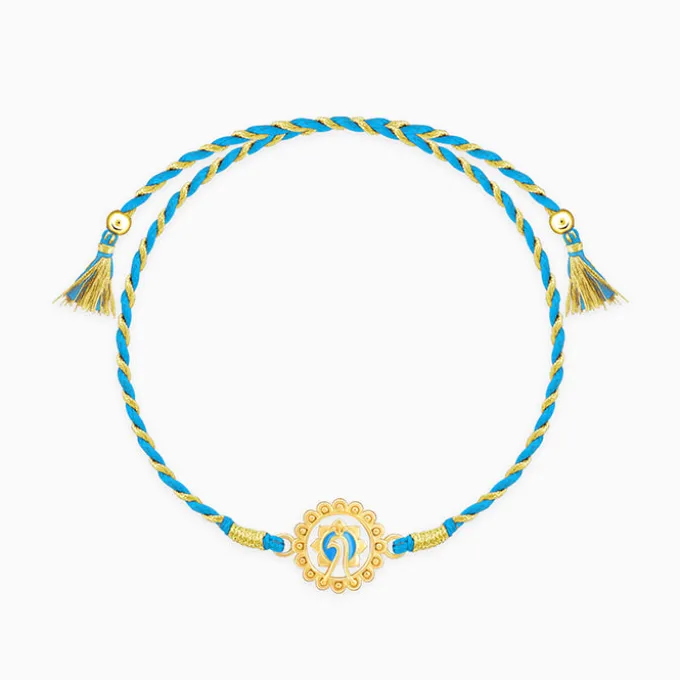 Golden Peacock Blossom Rakhi