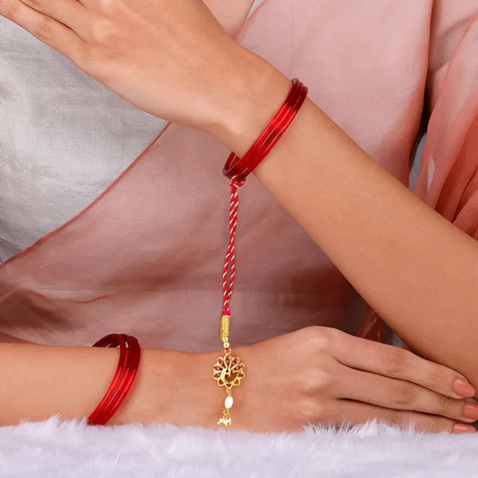 Golden Peacock Heritage Lumba Rakhi