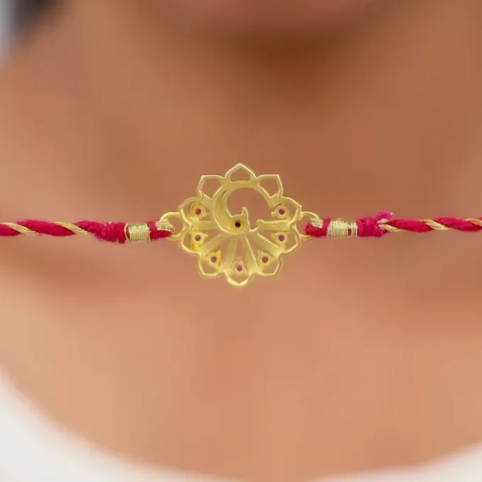 Golden Peacock Heritage Rakhi