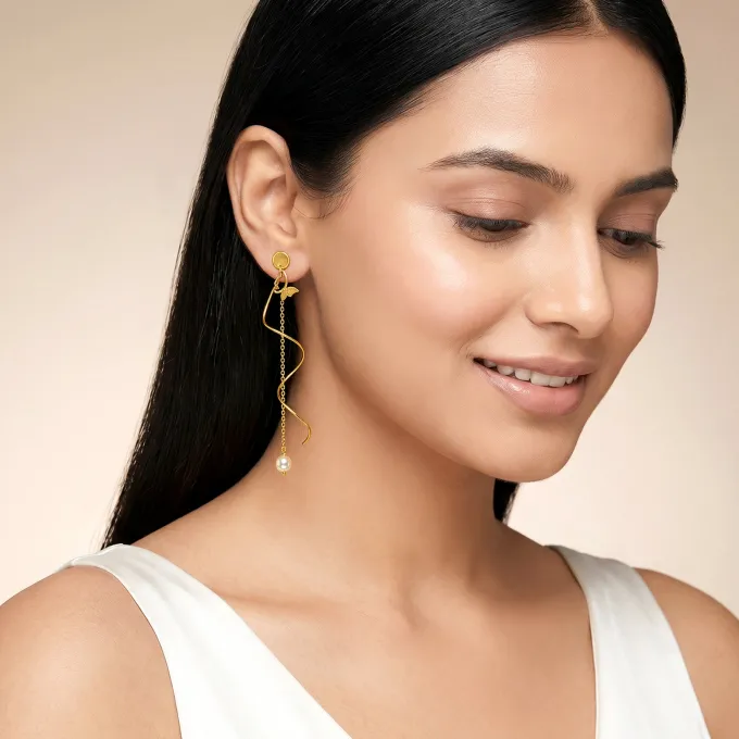 Golden Pearl Reverie Dangler Earrings