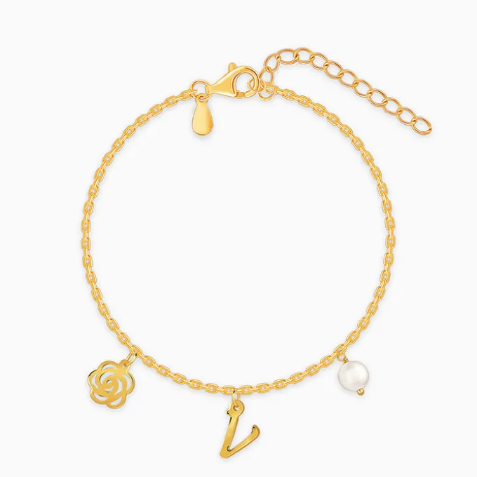 Golden Pearl Rosey Personalised Bracelet