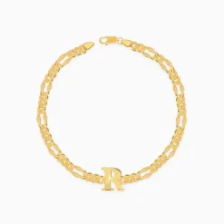 Golden Personalised Alpha Initial Bracelet For Him